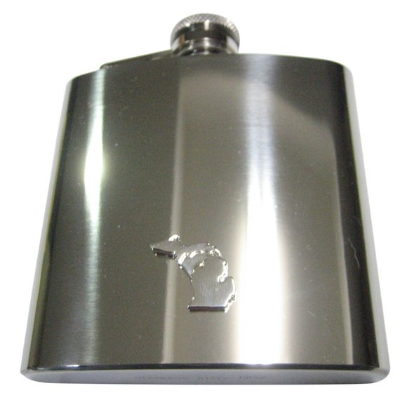 Michigan State Map Shape 6oz Flask - Picture 1 of 1